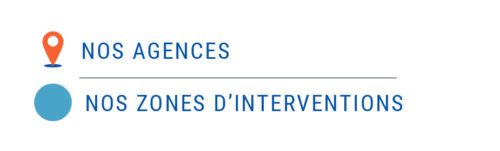légende de la carte de France avec nos agences et nos zones d'interventions, entreprise maintenance informatique Toulouse et Montpellier - One ID